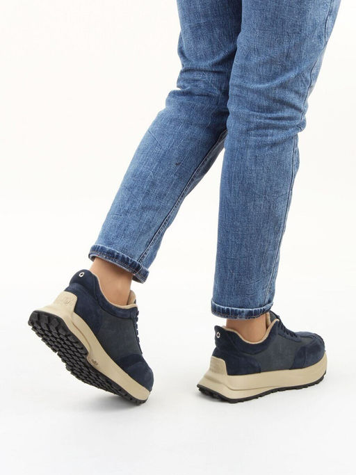 04-PCML26-3 BLUE Кроссовки демисезонные женские (натуральная замша, натуральная кожа, текстиль)