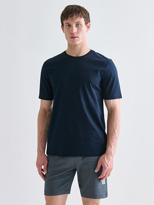 Bisiklet Yaka K?sa Kollu Merserize Erkek Ti??rt