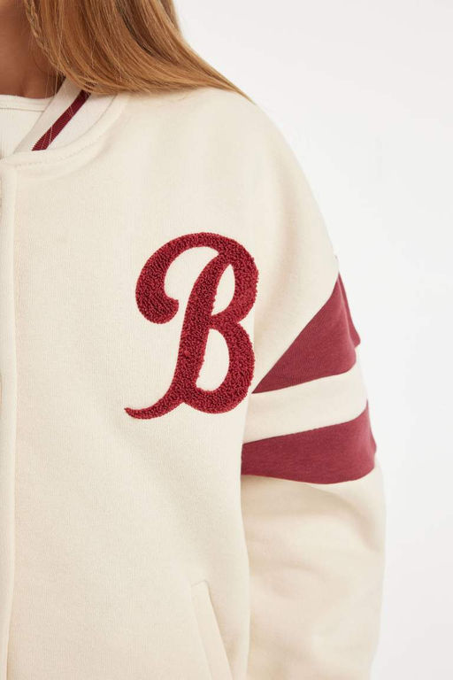 Мягкий пушистый кардиган с толстым внутренним воротником для девочек и принтом - Defacto фото 5