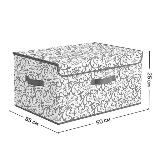 VAL VG-BOX-DDM Короб стеллажный с откидной стенкой, с крышкой, 50*35*25 см, VINTAGE GREY, шт