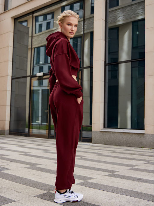 Спортивные брюки с высокой посадкой и поясом со шнуром на стоппере - NEVERLATE фото 5