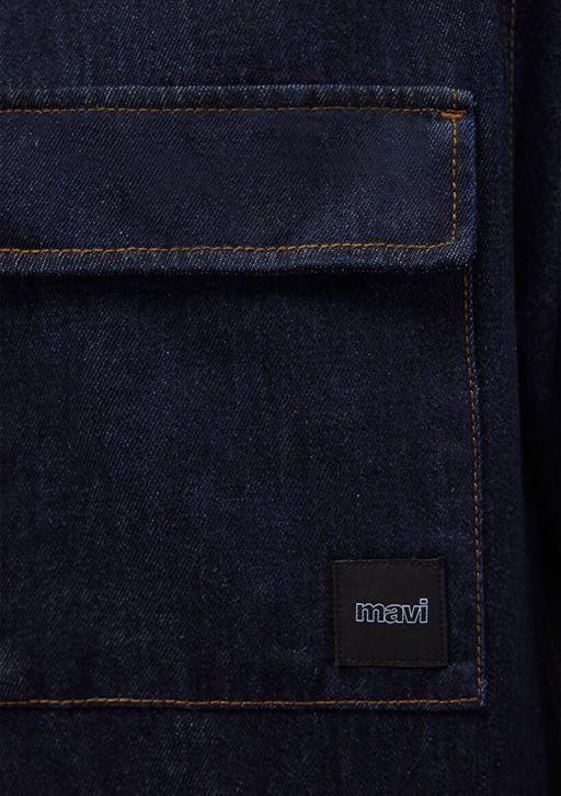 Lacivert Denim Gomlek - Mavi фото 7