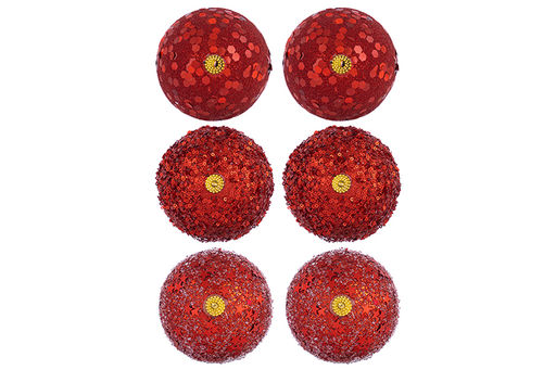 Набор 6 новогодних шаров 9,5*9,5 см Красный - Elan gallery фото 5