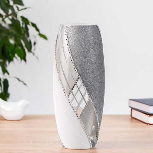 Ваза «Юнона», h=26×11 см, d=7.5 см, стекло, серебро, МИКС