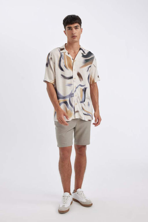 Рубашка с короткими рукавами и воротником-поло Relax Fit - Defacto фото 2