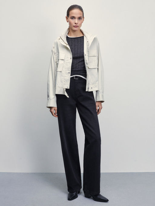 Куртка с накладными карманами и капюшоном / Zarina  фото 3