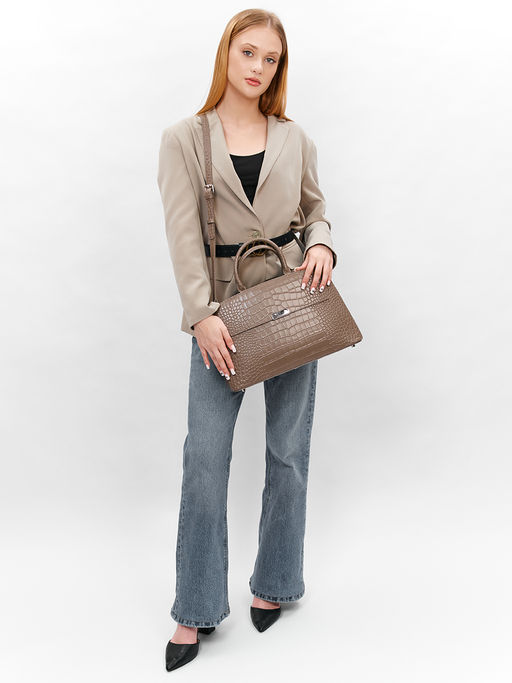 LACCOMA сумка НИ8099-серый натуральная кожа хлопок