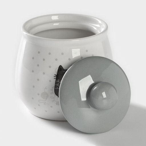 Набор сервировочный Доляна Уютные коты, 2 предмета: молочник 270 мл, сахарница 310 мл, белый, серый