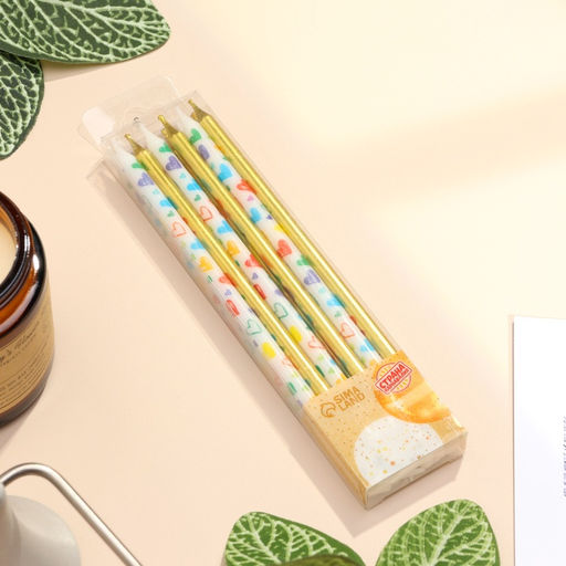 Свечи для торта Сердца, 12 шт., золотые и белые - Страна карнавалия фото 5