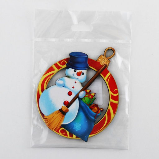 Ёлочная игрушка новогодняя Снеговик, 7,6 х 9,5 см