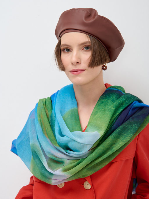 Большой, красивый двусторонний платок с рисунком в стиле арт-декои необычной текстурой ткани - Tantino фото 9