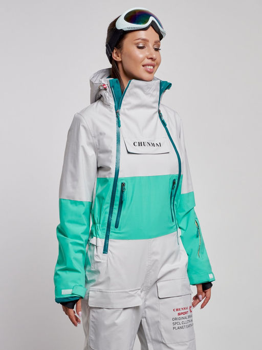 Горнолыжный комбинезон женский зимний зеленого цвета 2320Z