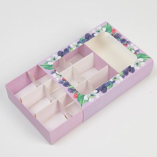 Цена за 5 шт. Коробка под 9 конфет, кондитерская упаковка «Ягодный рай», 15.2 х 20 х 5 см