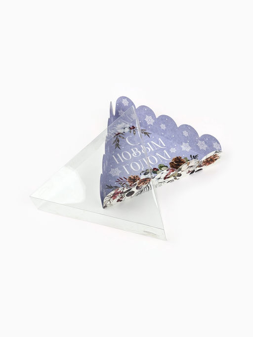 Цена за 5 шт. Коробка для кондитерских изделий новогодняя с пластиковой крышкой «С Новым годом», 18×18×4 см