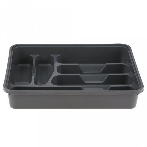 Лоток для столовых приборов пластмассовый 39х31х7см, темно-серый (Россия)