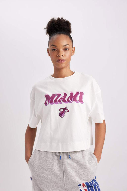 DeFactoFit Футболка с короткими рукавами и круглым вырезом NBA Miami Heat  фото 5