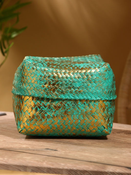 Корзинка плетёная «Голден мини», 19×19×14 см, голубая