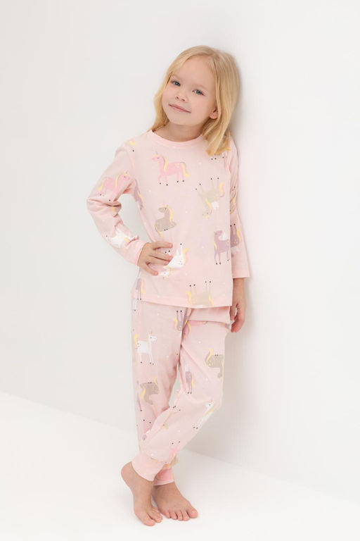 Crockid _ К 1561/бежево-розовый,большие единороги пижама дет  фото 5