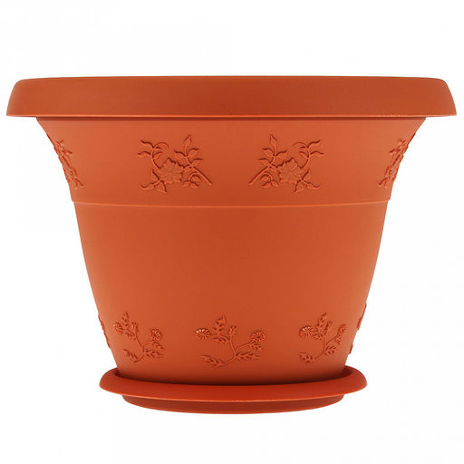Терракот Горшок для цветов пластмассовый 2,5л, с поддоном, д21см, h15см, морозостойкий полипропилен, т.м. NECO (Россия) - Домашняя мода фото 2