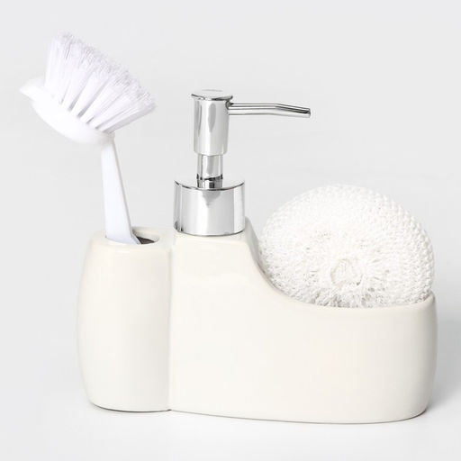 Дозатор для моющего средства с подставкой для губки и щётки Доляна «Блеск», 200 мл