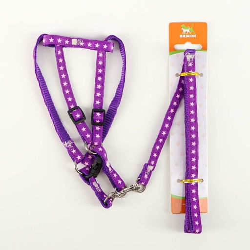 Комплект амуниции Звёзды, поводок 120 х 1 см, ОГ 26-38 см, фиолетовый - Пижон фото 7