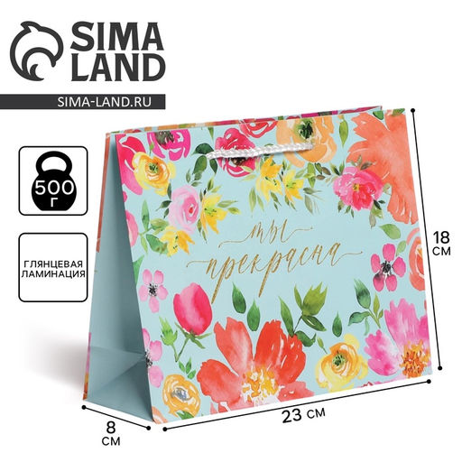 Цена за 2 шт. Пакет подарочный ламинированный, упаковка, Beautiful, MS 23 х 18 х 8 см