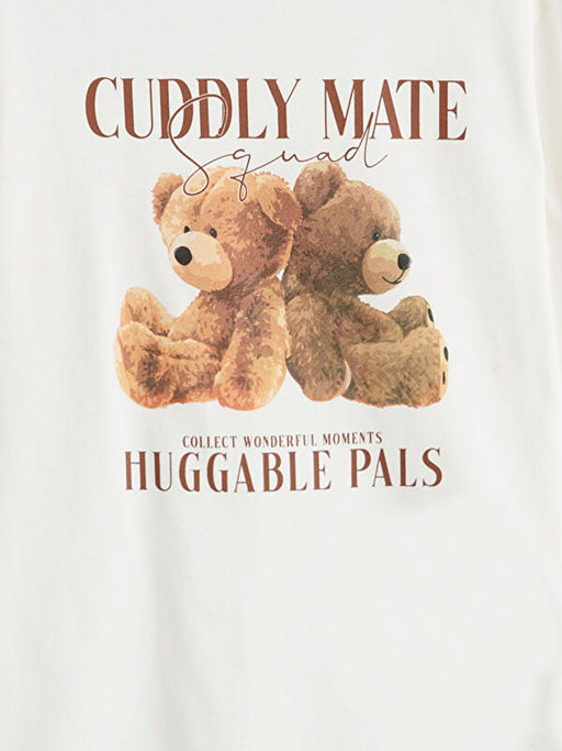 Bisiklet Yaka Bask?l? K?z ?ocuk Ti??rt