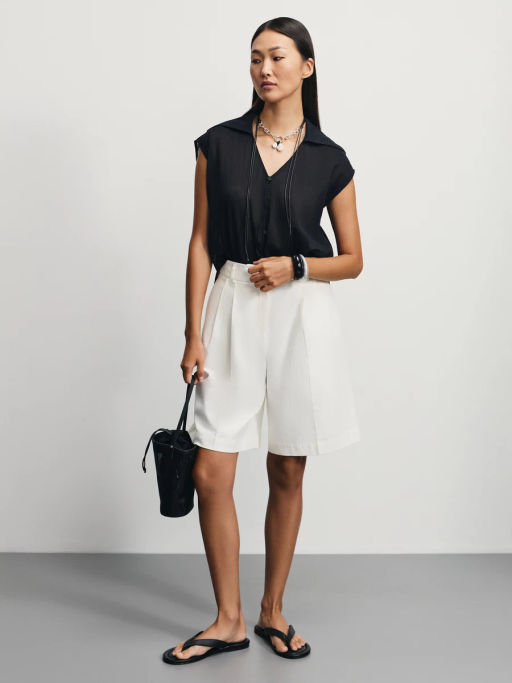 Блузка из жатой ткани с отложным воротником / Zarina  фото 2