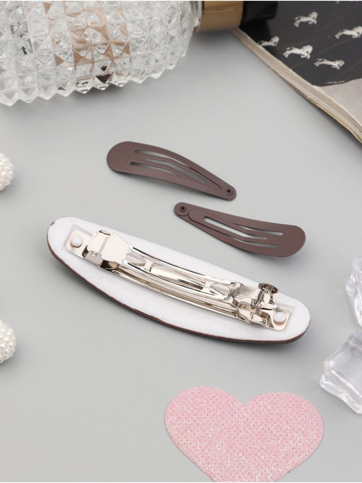 Цена за 6 шт. Набор для волос QF «Авиталь», 4 резинки 6.5 см, заколка - автомат 9 см, 2 заколки 4.5 см, коричневый