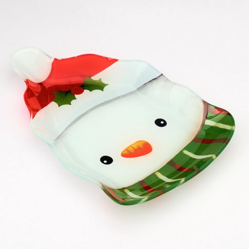 Тарелка новогодняя плоская «Снеговик», 13.8×20.5 см