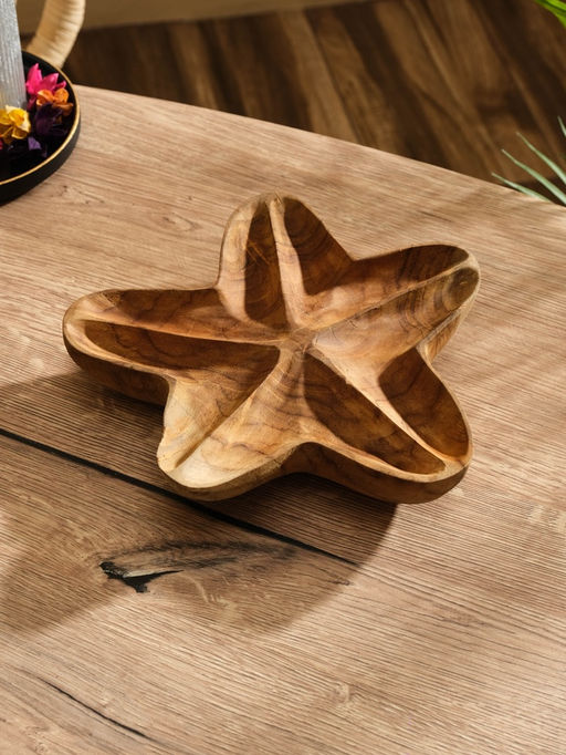 Менажница «Морская звезда», 24×24×5 см, дерево джати, коричневая