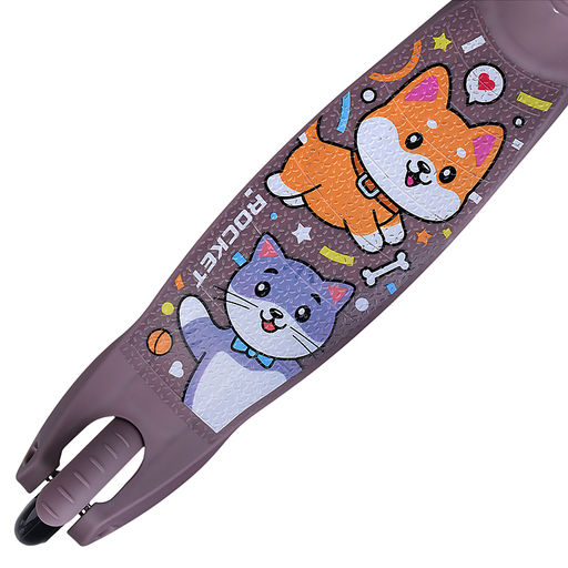 Самокат трёхколёсный ROCKET колёса световые PU, цвет коричневый