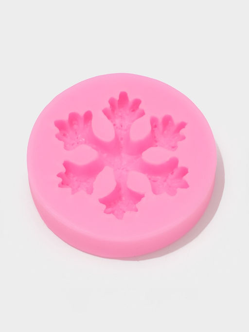 Молд для заливки новогодний Снежинка, силикон, d=6.7 см, розовый - Simaland фото 3