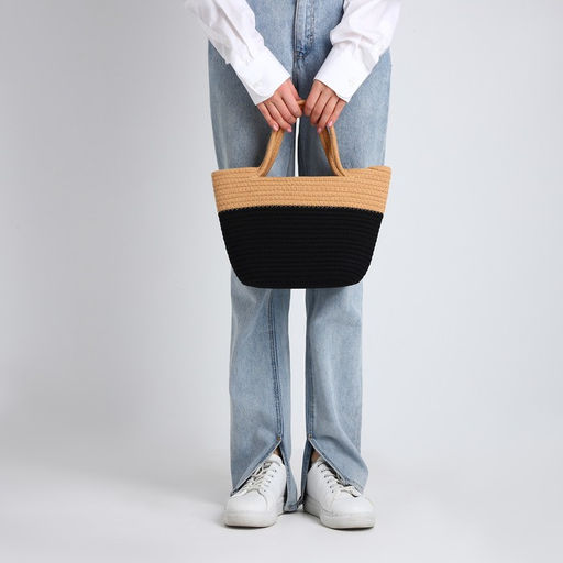 Сумка женская плетёная без застёжки, цвет чёрный/бежевый - Simaland фото 8