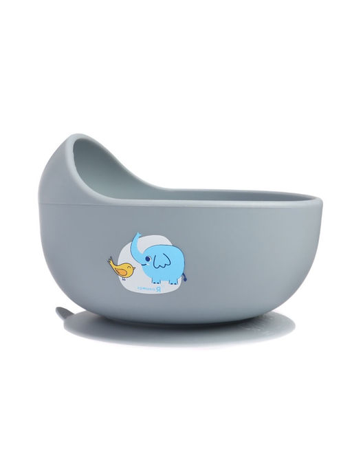 Детская силиконовая тарелка, со слонёнком, цвет серый