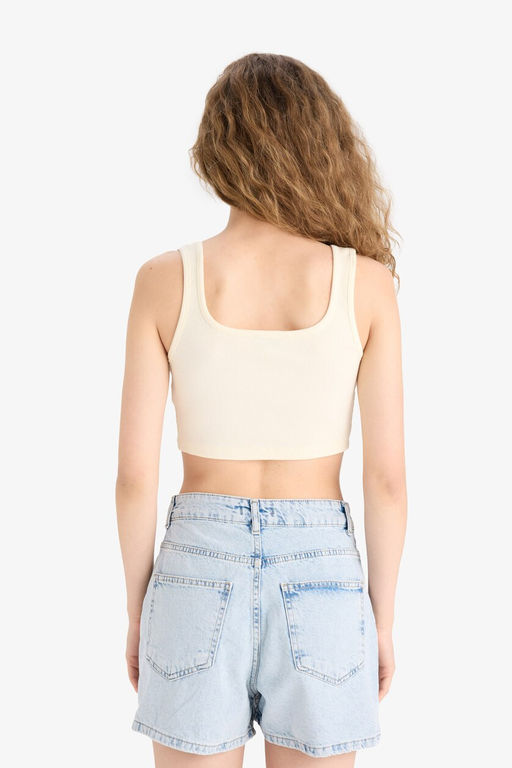 Fitted Kare Yaka Fitilli Ka_korse Crop Atlet - Defacto фото 6