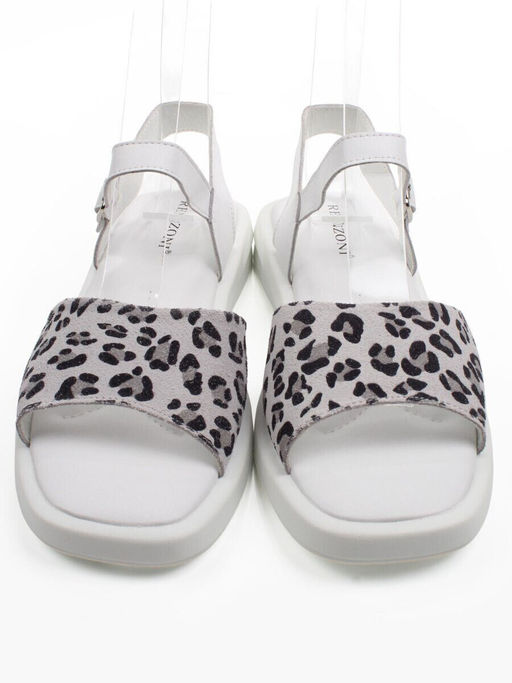 08-PEXL225-1 WHITE/LEOPARD Босоножки женские (натуральная кожа, натуральная замша)