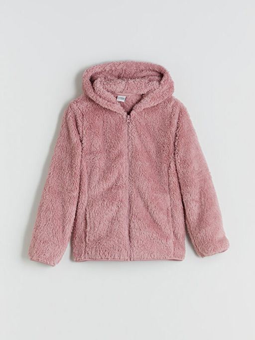Kap??onlu Pel?? K?z ?ocuk Fermuarl? Sweatshirt