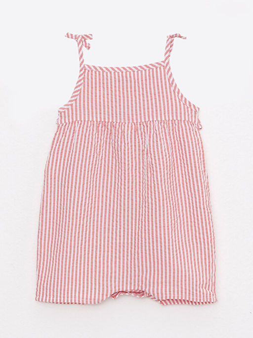 Kare Yaka Ask?l? ?izgili Pamuklu K?z Bebek Tulum - Waikiki фото 2