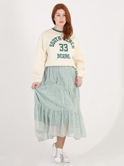 Юбка мятного цвета ярусная шифоновая - Almond фото 6