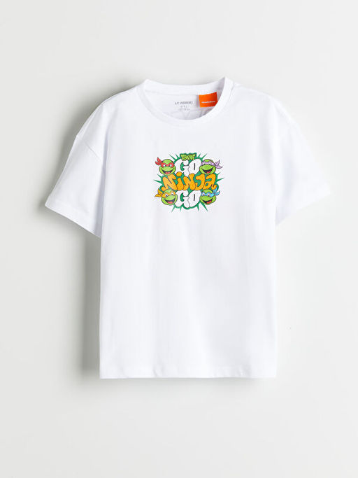 Bisiklet Yaka Ninja Kaplumba?alar Bask?l? K?sa Kollu Erkek ?ocuk Ti??rt