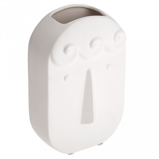 Ваза керамическая "Маска" 1,2л, 14х7,5см h21,8см, горло - 7,3х4,8см, матовая, фактурная глазурь, цвет - белый, в коробке (Китай)