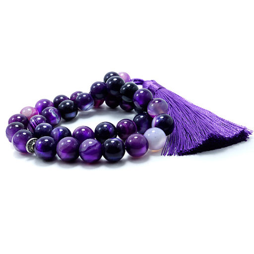 Четки из камня 33 бусины Фиолетовый агат Дарует удачу, счастье и радость Свыше