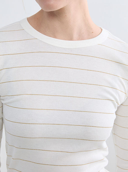 Bisiklet Yaka ?izgili Kad?n Body