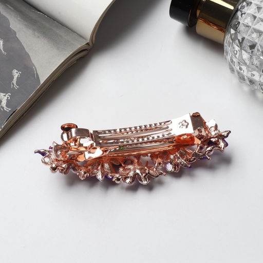 Заколка - автомат для волос «Вальс цветов», бусины, 9 см