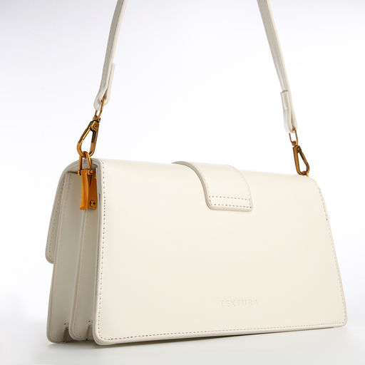 Сумка женская мессенджер TEXTURA на клапане, 26×8.5×14 см, молочная