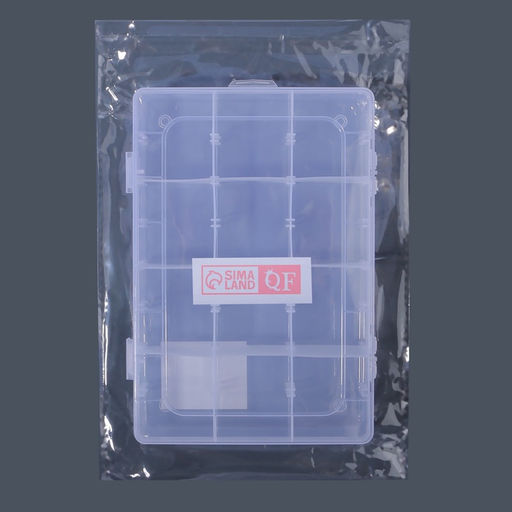 Органайзер для хранения мелочей, передвижные перегородки, 12 секций, 19.5×13×3.6 см, прозрачный