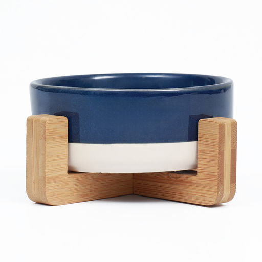 Миска керамическая на подставке 450 мл 13 х 5 см синяя с белым - Пижон фото 3