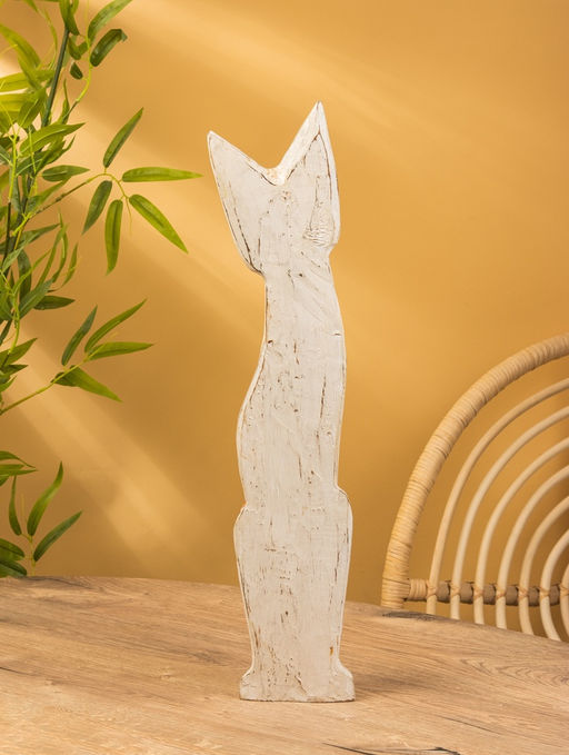 Сувенир «Кошка», белая, 60×12×6 см, дерево, МИКС