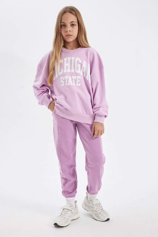 Толстовка с принтом для девочек Relax Fit с круглым вырезом - Defacto фото 2